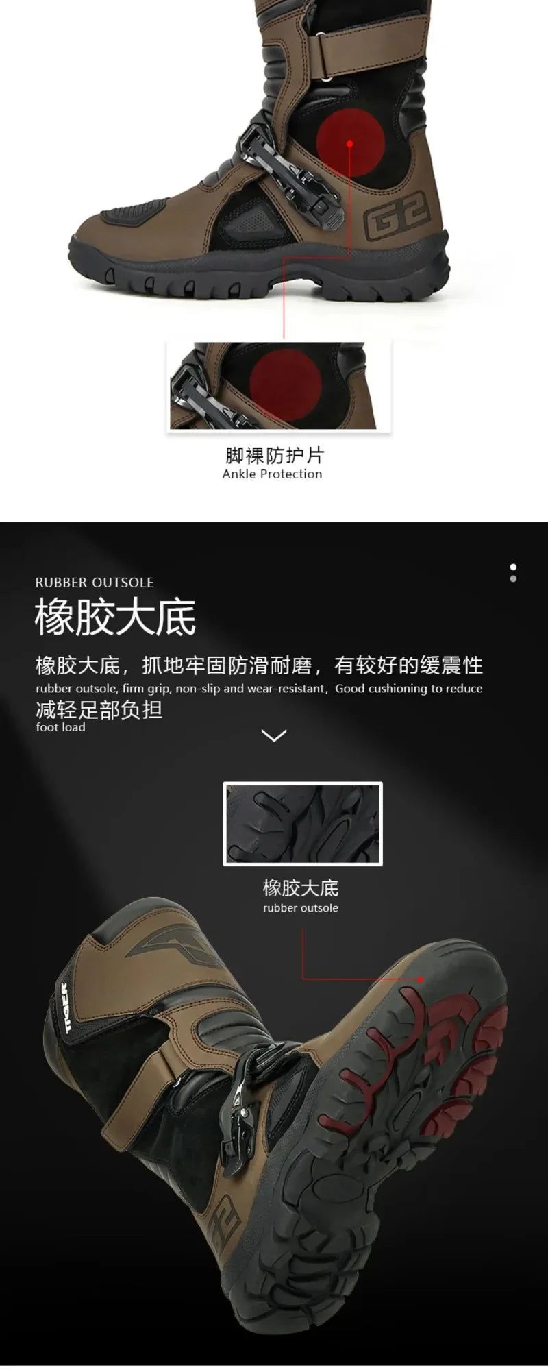 TIGER Retro Motorcycle Boot Cowhide ATV Riding Black Moto Bota Motocross Zapatilla Off-Road For KTM For BMW For Honda For Yamaha