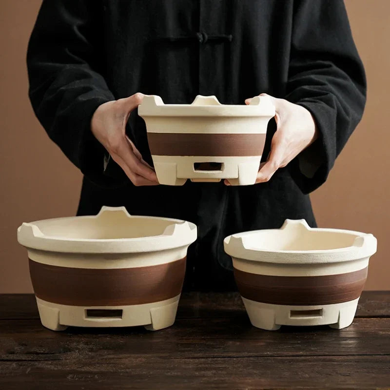 Kaolin-Household Charcoal Stove, Indoor Tea Heater, Outdoor BBQ Stand, Winter Heating Brazier, Household Charcoal Burner,