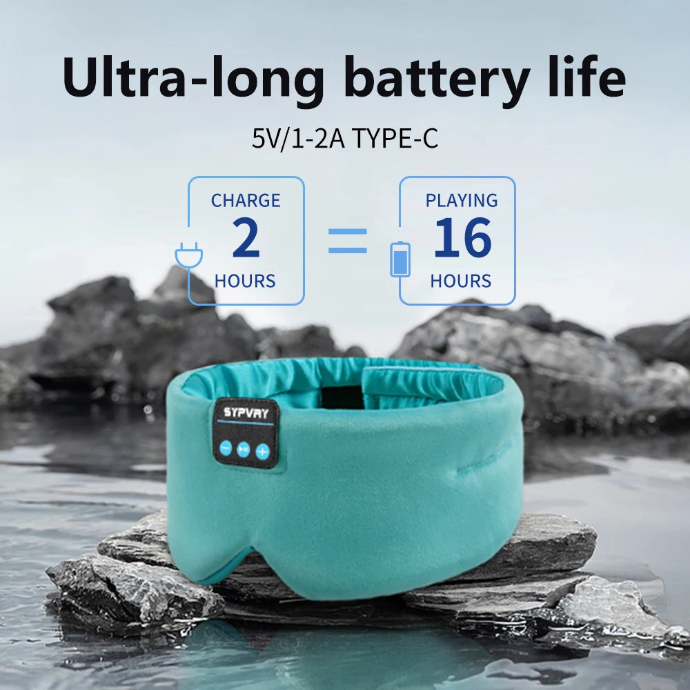 Soft Sleep Mask Bluetooth Wireless Headphones, Sleeping Headphones Adjustable Music Eye Mask Silk for Sleeping Meditation