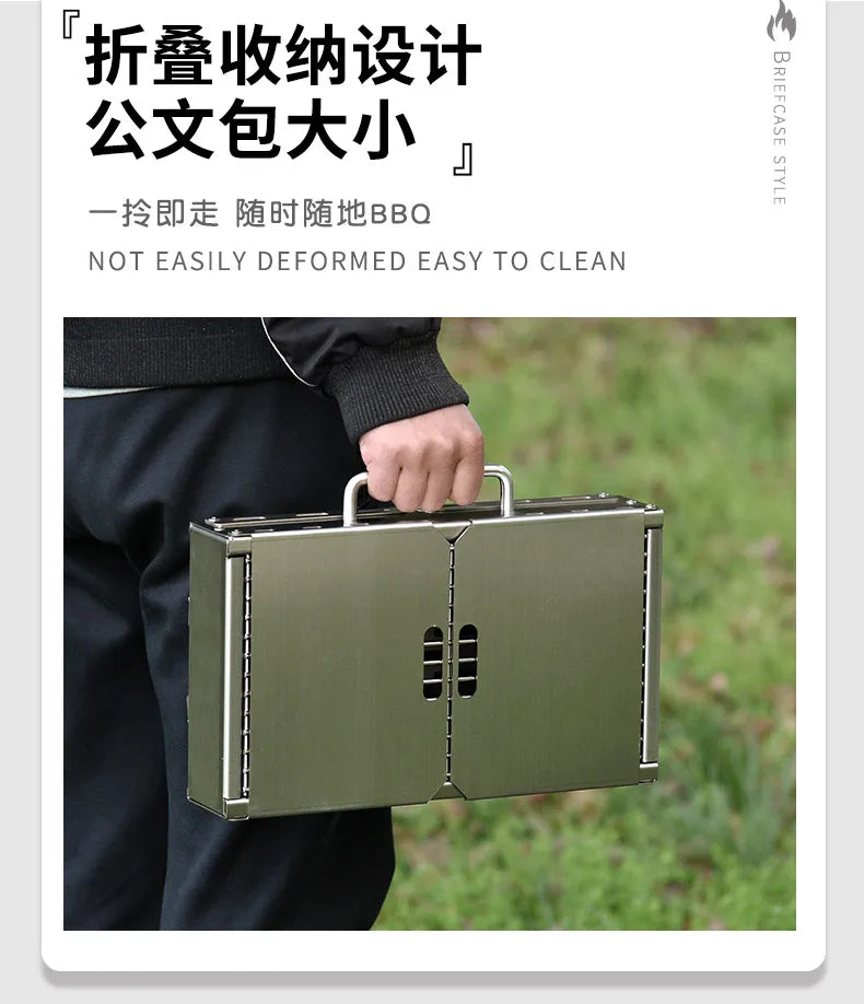 Portable Outdoor Folding BBQ Stainless Steel Charcoal Barbecue Grill for Camping and Picnics