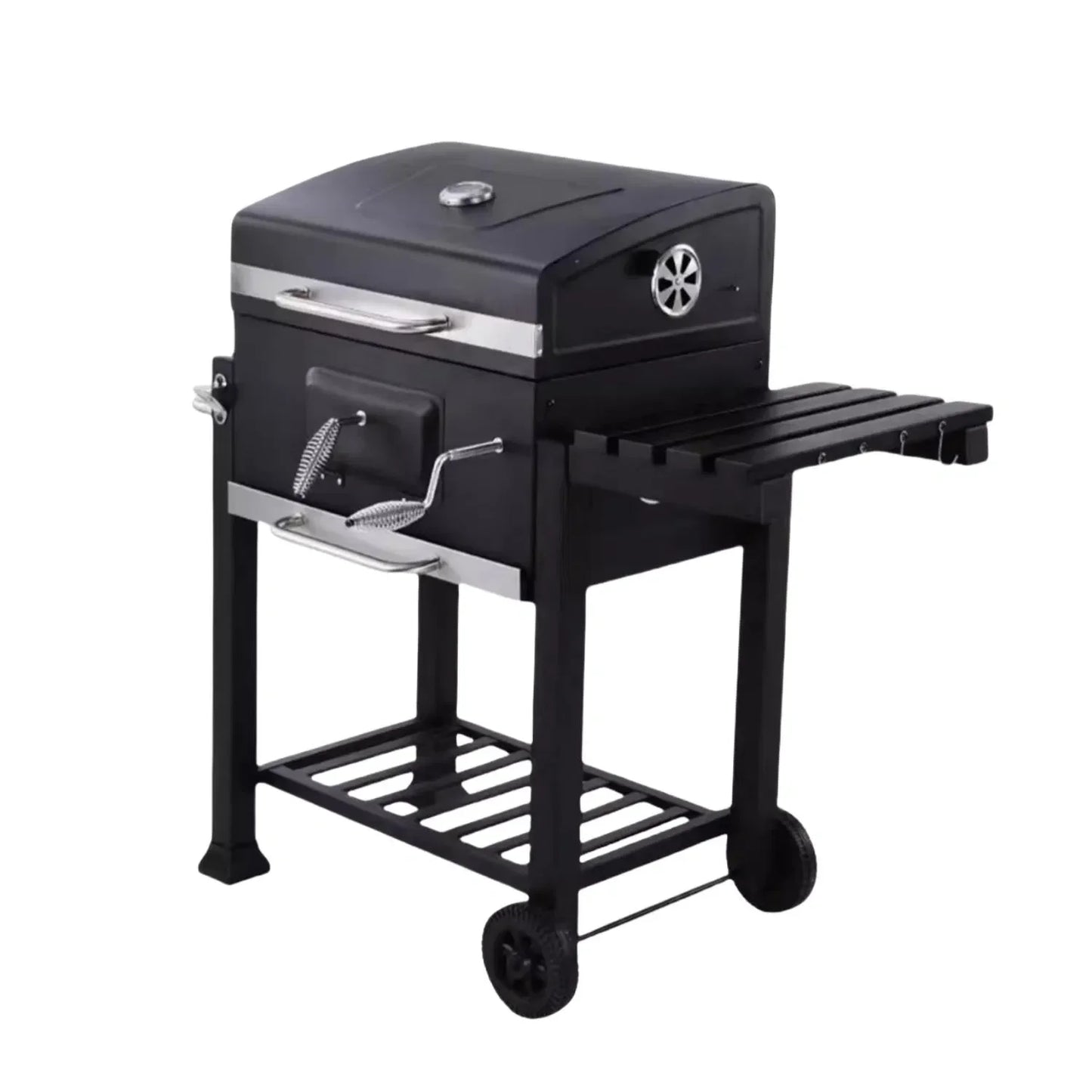 New Oil Drum Barrel Outdoor Charcoal Barbeque BBQ Grills Backyard Party Barbecue Smoker with Rotisserie Roast Chicken Rack