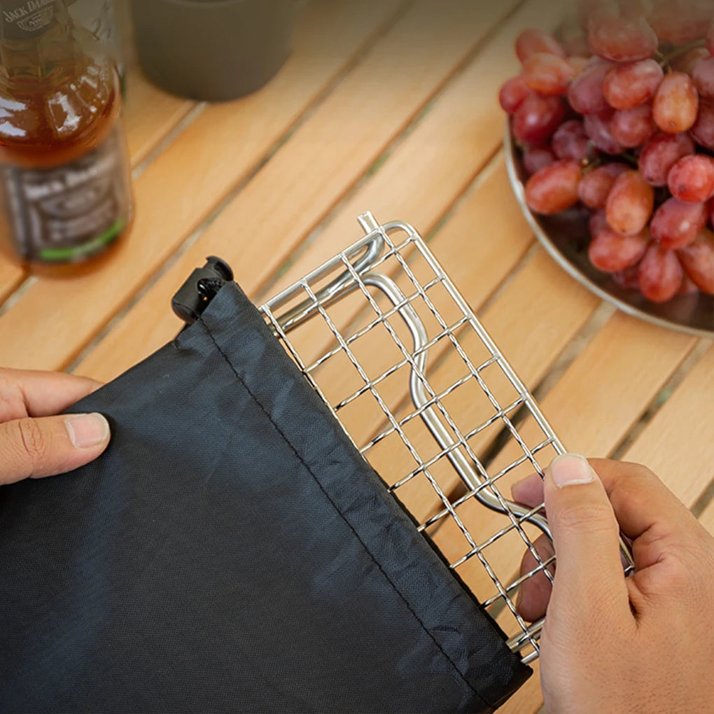 KIQUNE Camping cookware Multifunctional Folding Campfire Grill Portable Stainless Steel Camping Grill Grate Gas Stove Stand