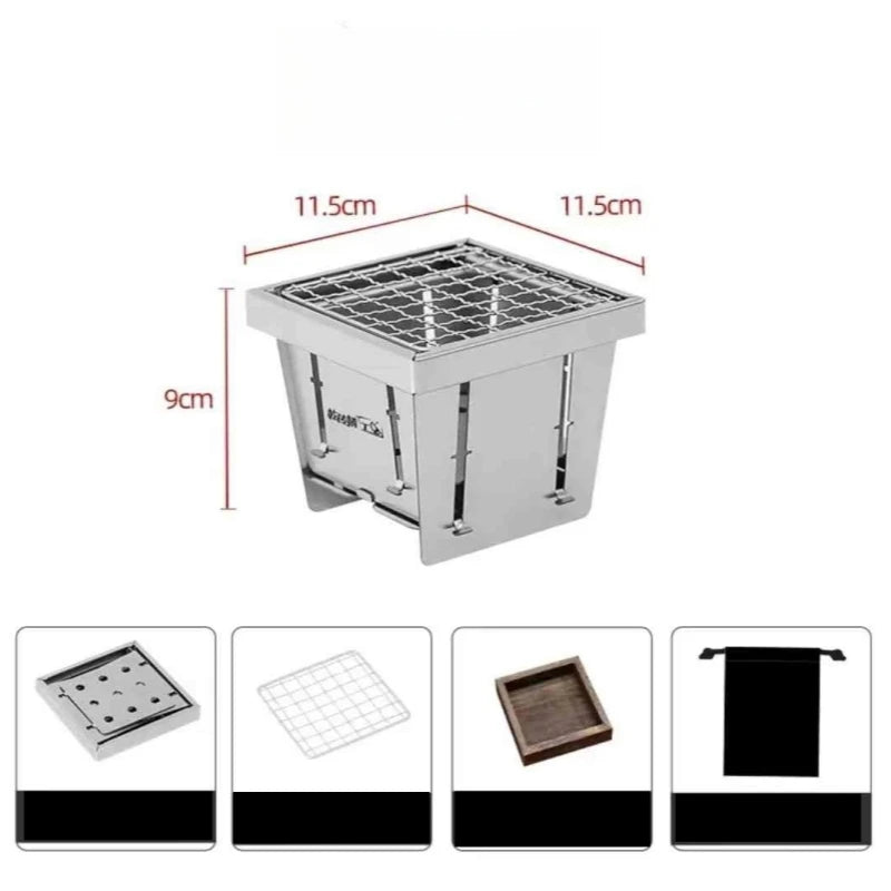 Mini Barbecue Grill Around The Stove Make Tea Outdoor Portable Folding BBQ Grill Stove Stainless Steel Furnace