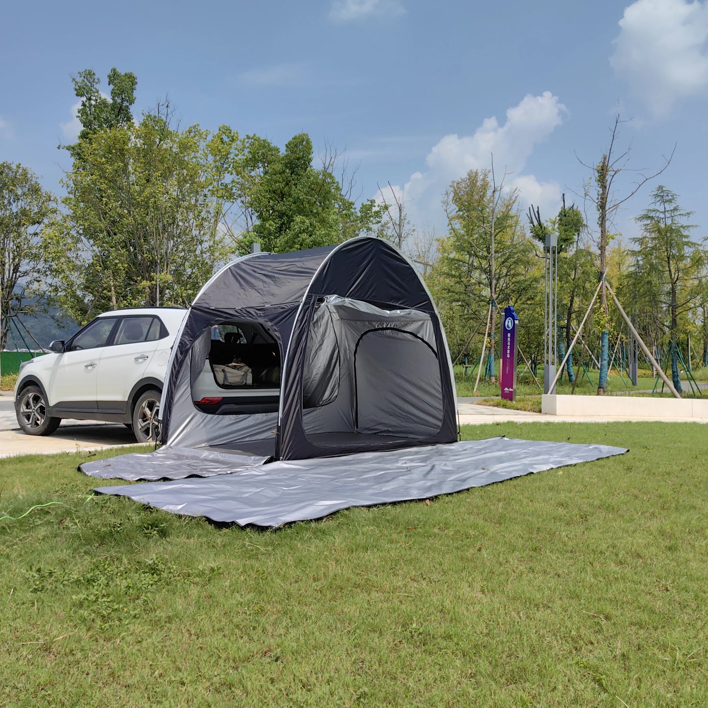 Add Raincover Car Tailgate Tent with Canopy,2 Person Tram Tent, Double Layer Trailer Tent,SUV Tent,car Rear air Conditional Tent