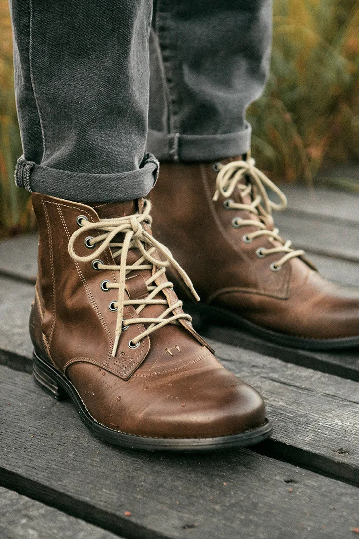 Men Knight Boots Autumn Exquisite Zip Ankle Handmade Round Toe Low Heel Males Shoes Fashion Leather Concise Leisure Design Boots