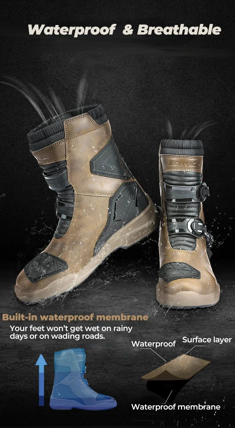 Motorcycle Long Boots Men Waterproof Motocross Riding Cycling Shoes Off-Road Motorbike Anti-drop Breathable Racing Equipment