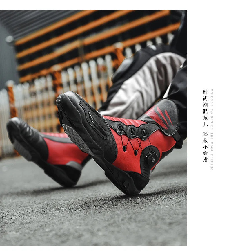 37-48 Motorcycle Boots Non-Slip Studded Boots Leather Enduro Motorcycle Boots Men's Biker Boot Four Seasons Riding Racing Shoes