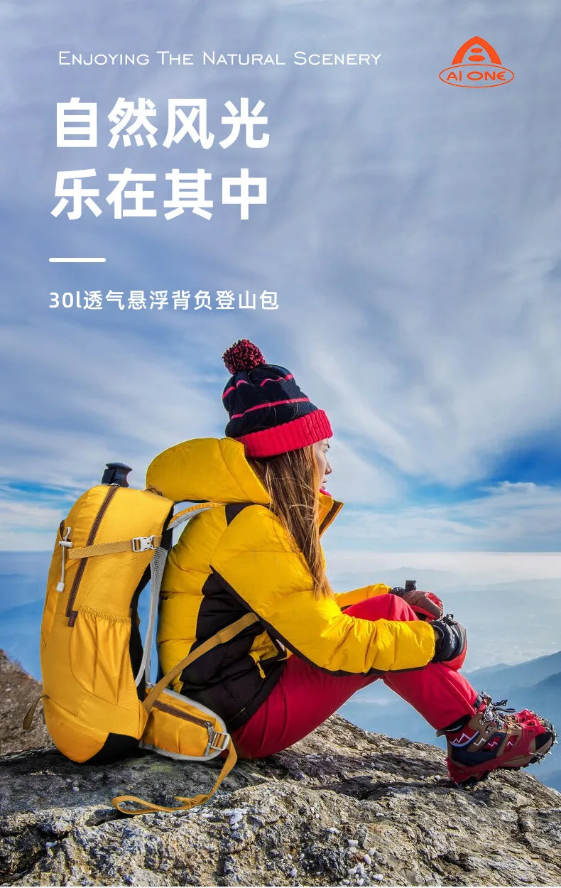 Ultralight 30L Suspension Hiking Backpack Breathable Mesh Frame Trekking Daypack for Men & Women Hiking Pack for Outdoor Sports