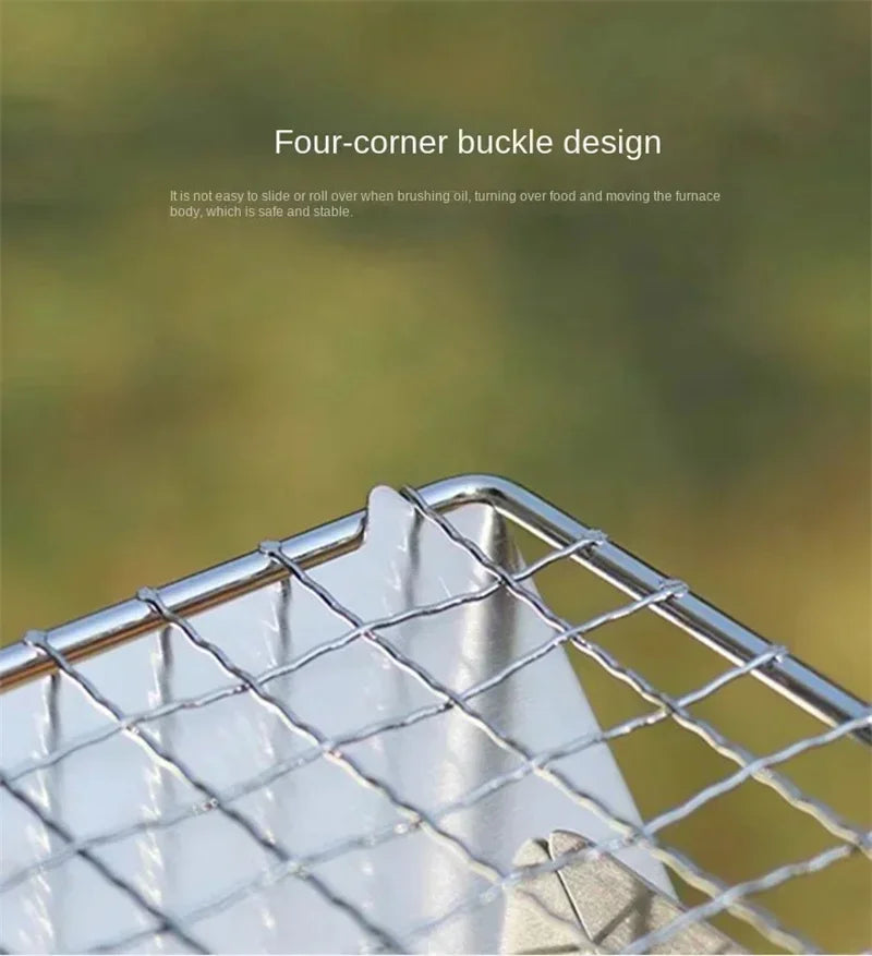 Portable Folding Barbecue Grill Heating Stoves Multifunction Camping BBQ Grill Rack Net Firewood Stove Stainless steel BBQ Grill