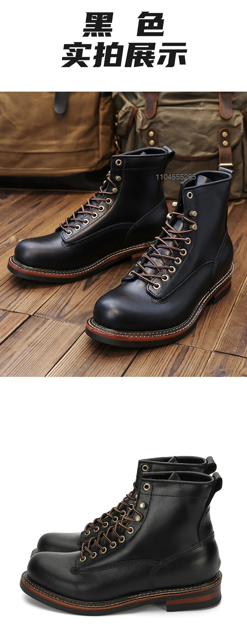 Vintage Motorcycle Boots Men Ankle Boots Non-Slip Cowhide Leather Shoes Desert Boots Casual Retro Motorcycle Shoes