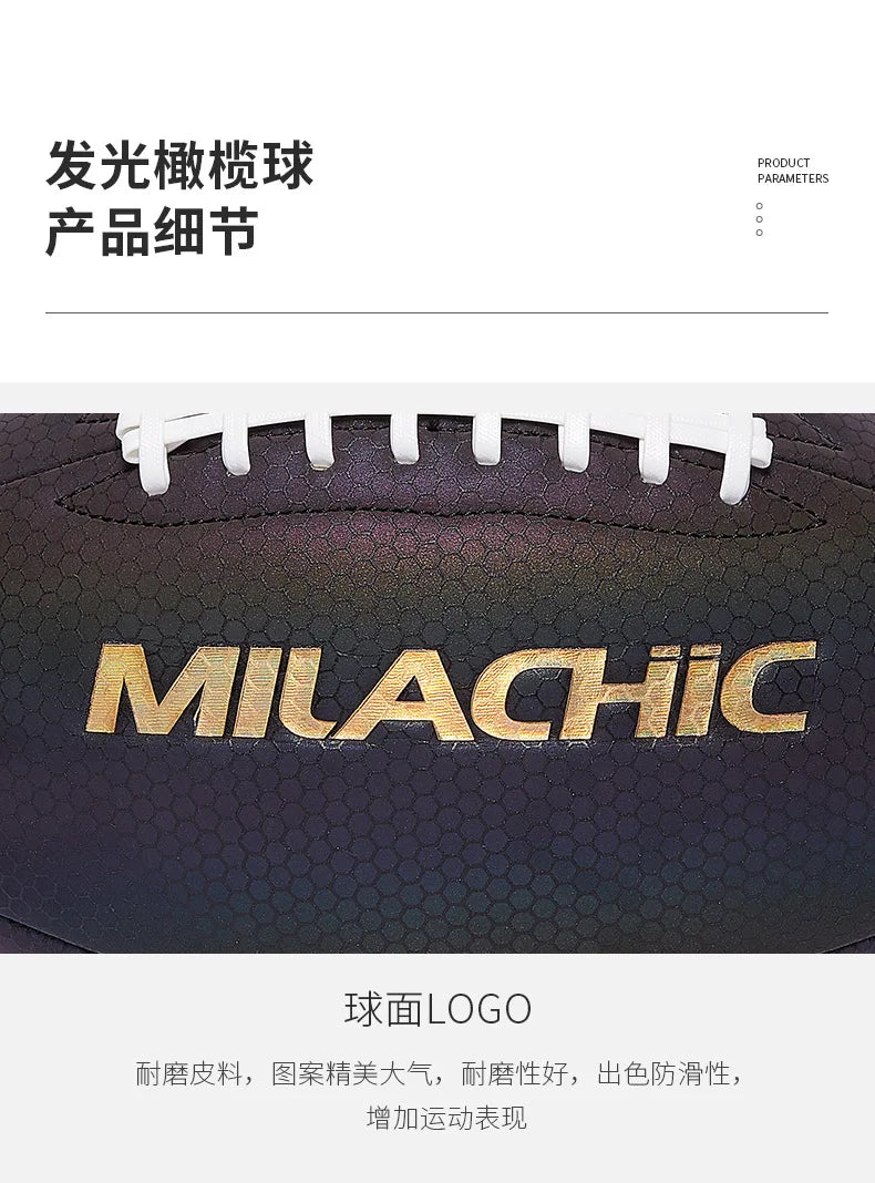 Training Reflective Rugby Ball Professional Grade Ball Toss Kick Practice for Youth Adult, Indoor and Outdoor Use, Size 3, 6, 9