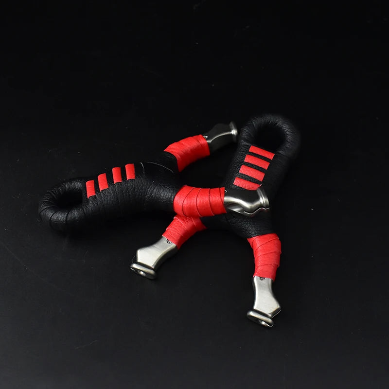 New Style Stainless Steel Powerful Slingshot with Tube Rubber Band Mud Balls Slingshot Catapult Bag for Hunting Outdoor
