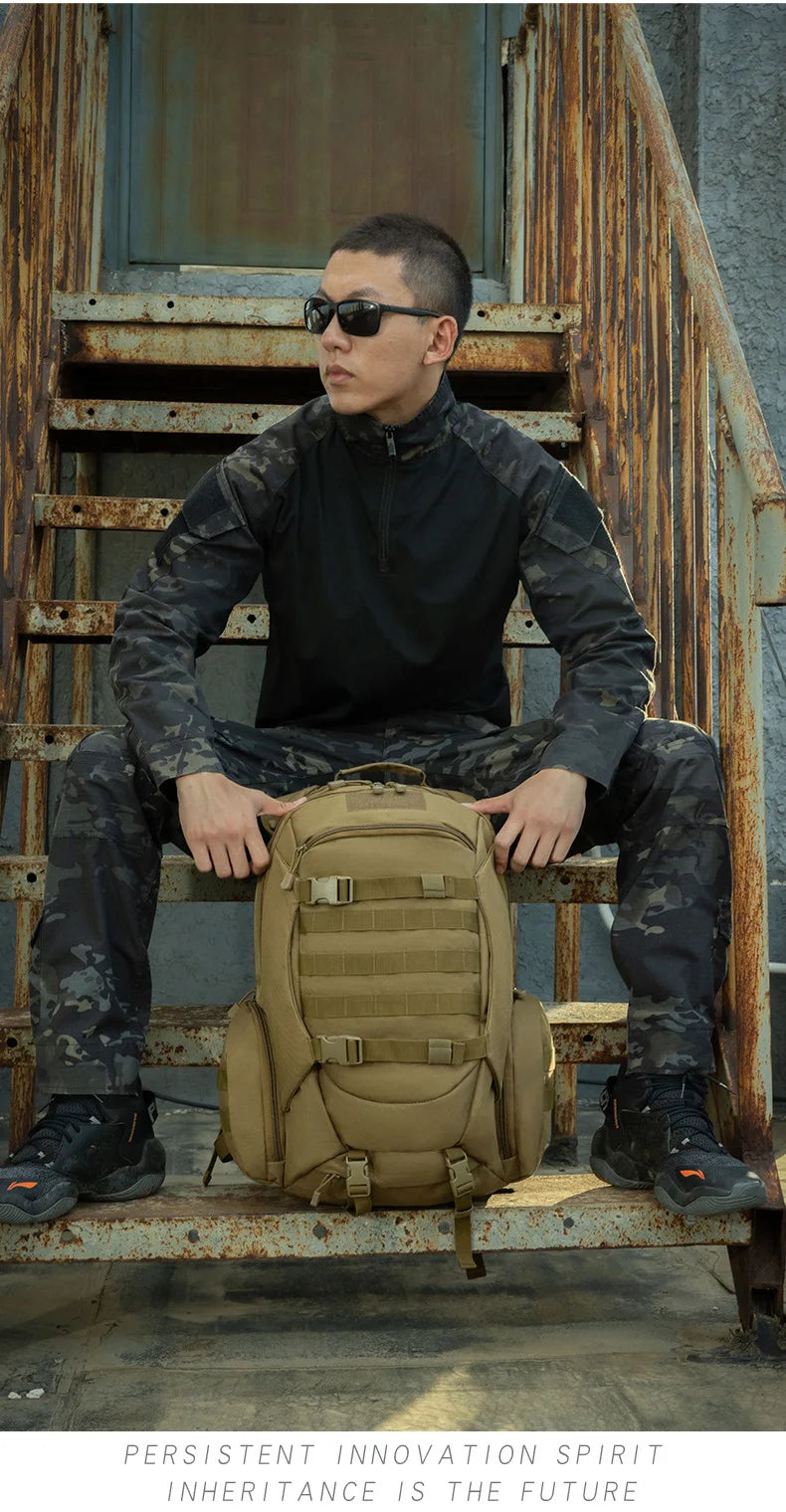 55L Tactics Backpack High Capacity Camping Backpacks Outdoor Army Camouflage Shoulder Bag Multifunction Fashion