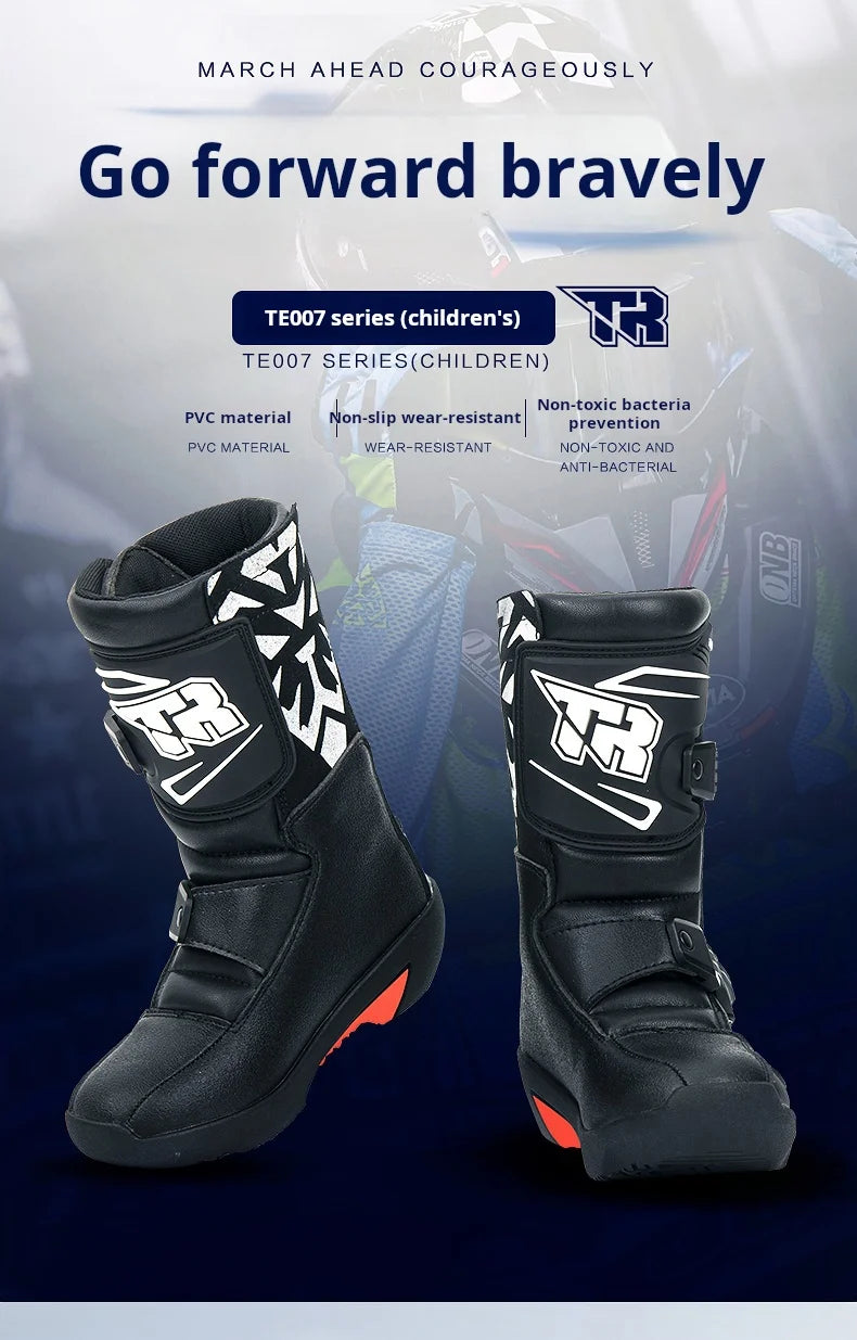 2PCS Kids Motocross Boots For Child Botas Motorcycle 4-10 Years Off Road Boots Motorcycle Mid Calf Kids Child MTB ATV