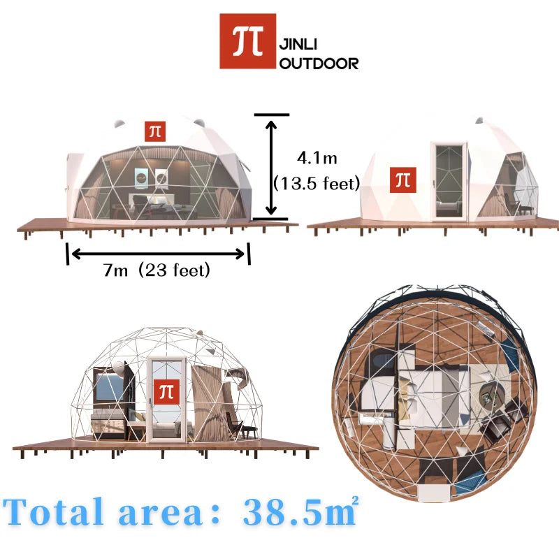 【Global Shipping】 Geodesic Dome Tent Spherical Tent Hotel Resort Outdoor Luxury Glamping Dome Transparent Starry Sky Tent
