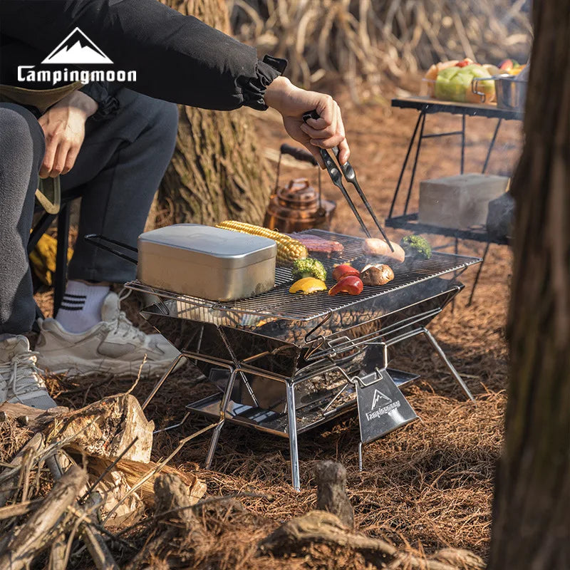 Portable Charcoal BBQ Grill Family Barbecue Roast Stove 2-4 Person Campingmoon MT-3