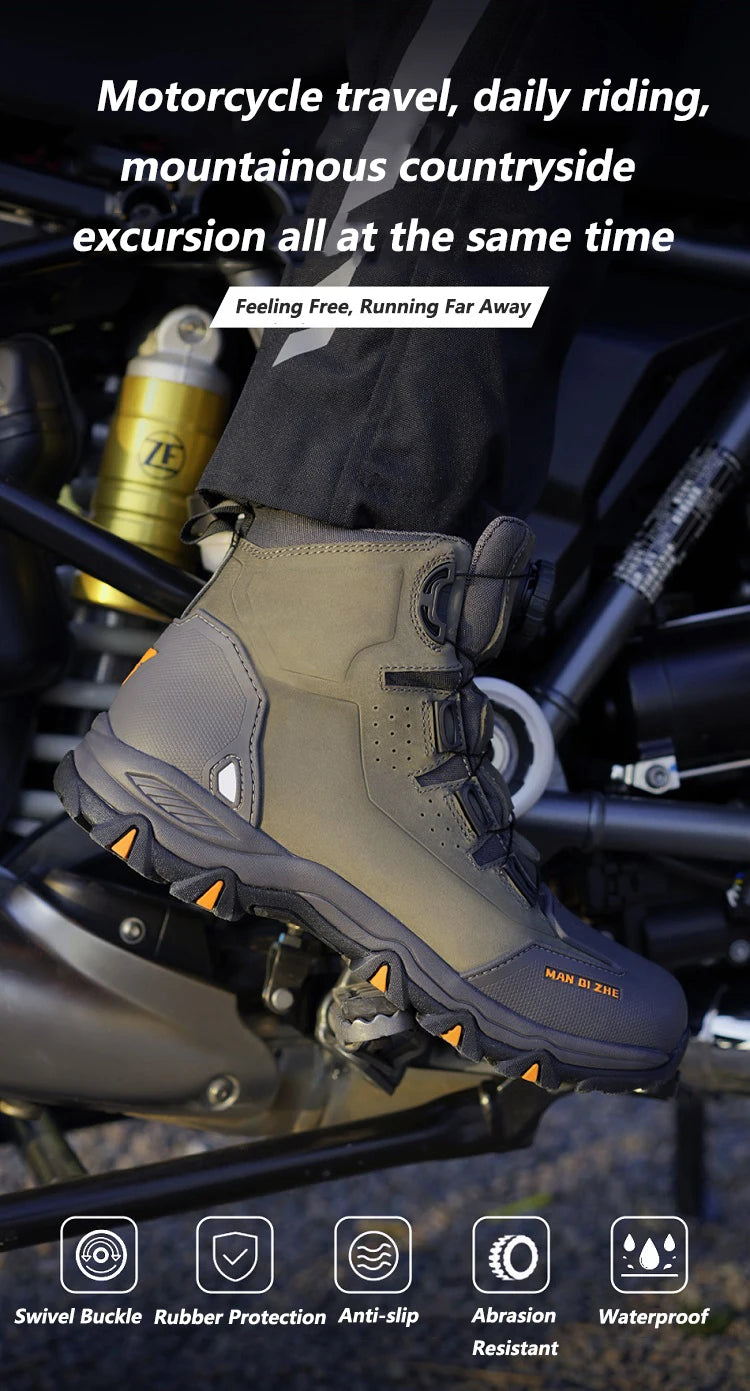 FEHER Motorcycle Boots BOA System CE Level 2 Foot Protection Hiking Shoes Waterproof All Season for Rider and Wilderness Climber