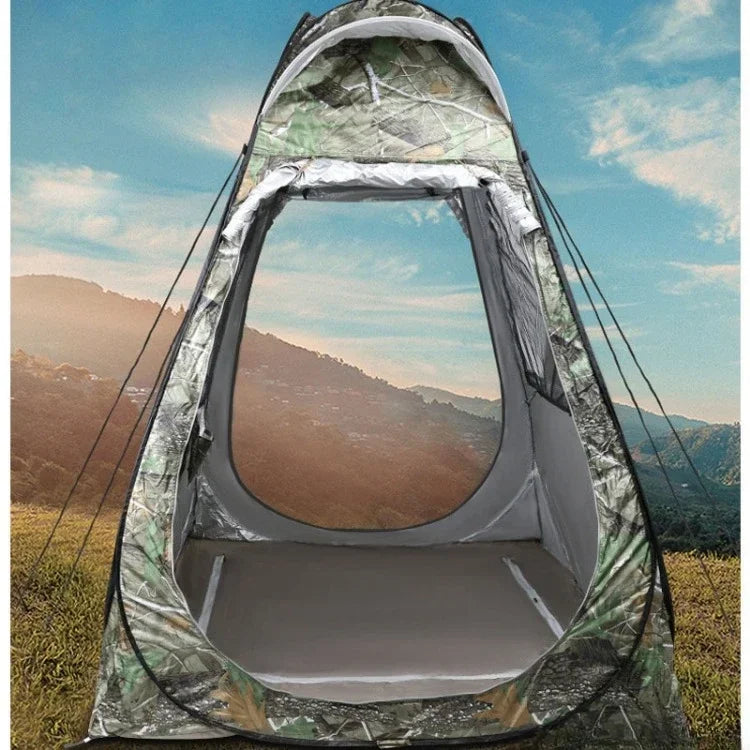 1-2Person Camouflage Ice Fishing Tent Anti-Mosquito  Rain-Proof Sunscreen Double Doors  2 Windows Pop-Up Quick Open150x150x190cm