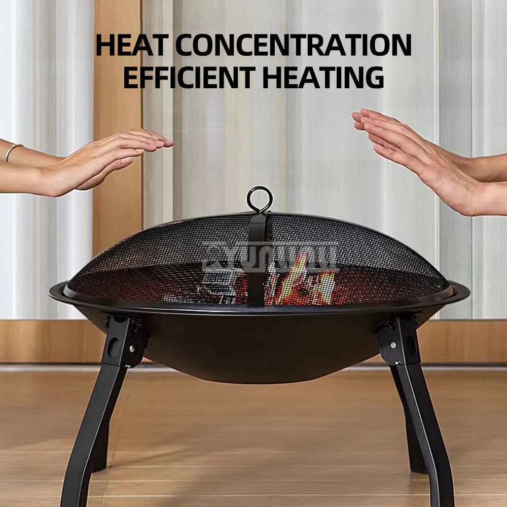 55cm Outdoor Round Brazier Foldable Barbecue Grill, Tea Heating Stove, Firewood Stove, Barbecue Stove, Carbon Bonfire Brazier KR