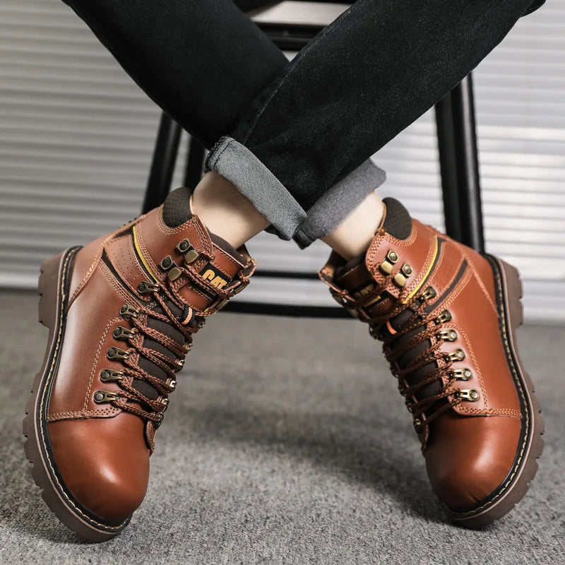 Hot Selling Men's And Women's Motorcycle Boots, Genuine Leather Couple's Workwear Boots, Outdoor Hiking Boots, Hiking Boot, Cyc