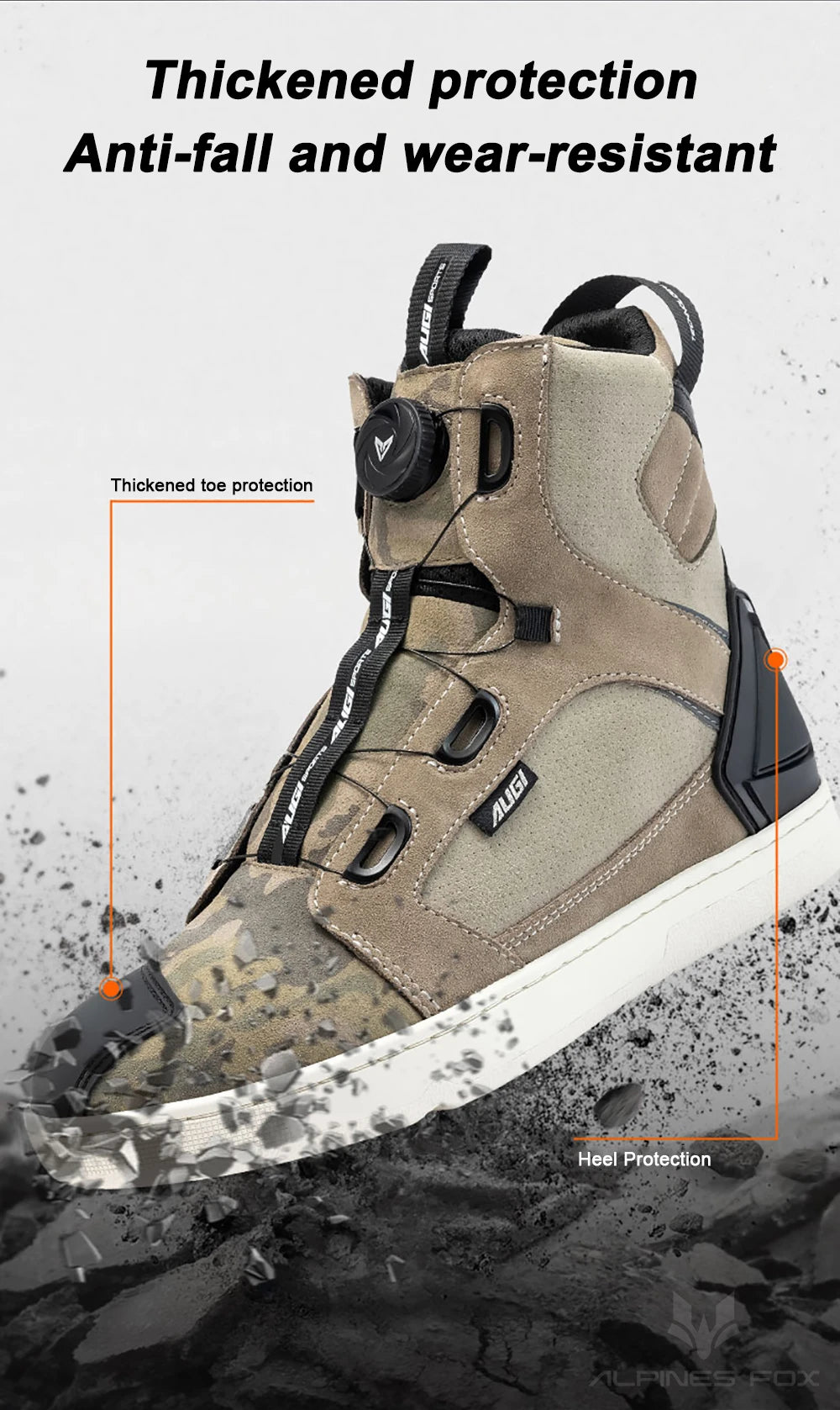 Motorcycle Rider Protective Boots Men Casual Breathable Sports Shoes Rubber Gear Shift Pad Reinforced Toe Motorcycle Sneakers