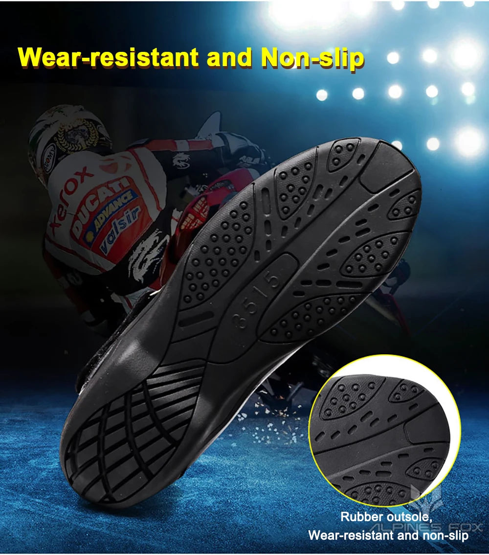 Motorcycle Leather Shoes Moto Boots Racing Bottes Motocross Boots PU Fabric Rubber Sole Wear-resistant Anti-collision Easy Wear