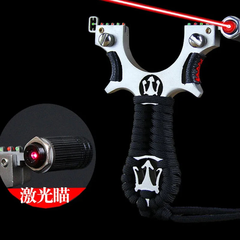 Laser slingshot High Quality Alloy Slingshot Flat Rubber Band Hunting Shooting Outdoor Catapult Hunting Slingshot