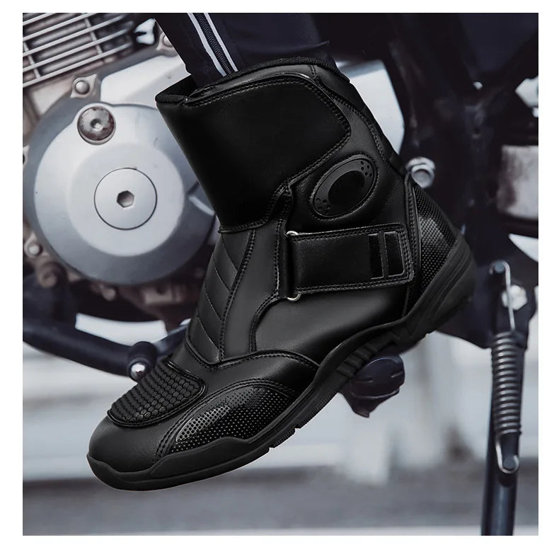 Motorcycle Boots Waterproof Leather Motorbike Protective Boots Motocross Riders Gear Men Women Moto Cycling Shoes Non-slip