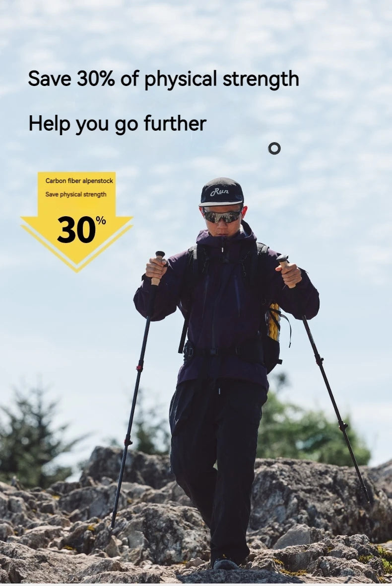 Naturehike Trekking Pole 2pcs 62-135cm 3Sections Carbon Fiber Telescopic Walking Stick Outdoor Hiking Canes Ultralight Climbing