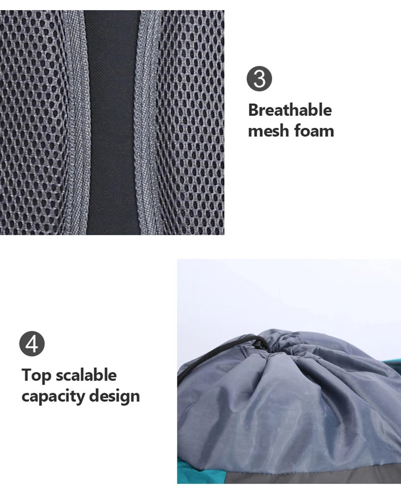 65L Climbing Backpack Large Capacity Outdoor Camping Sports Women Men Waterproof Travel Nature Hike Mountaineering Trekking Bag