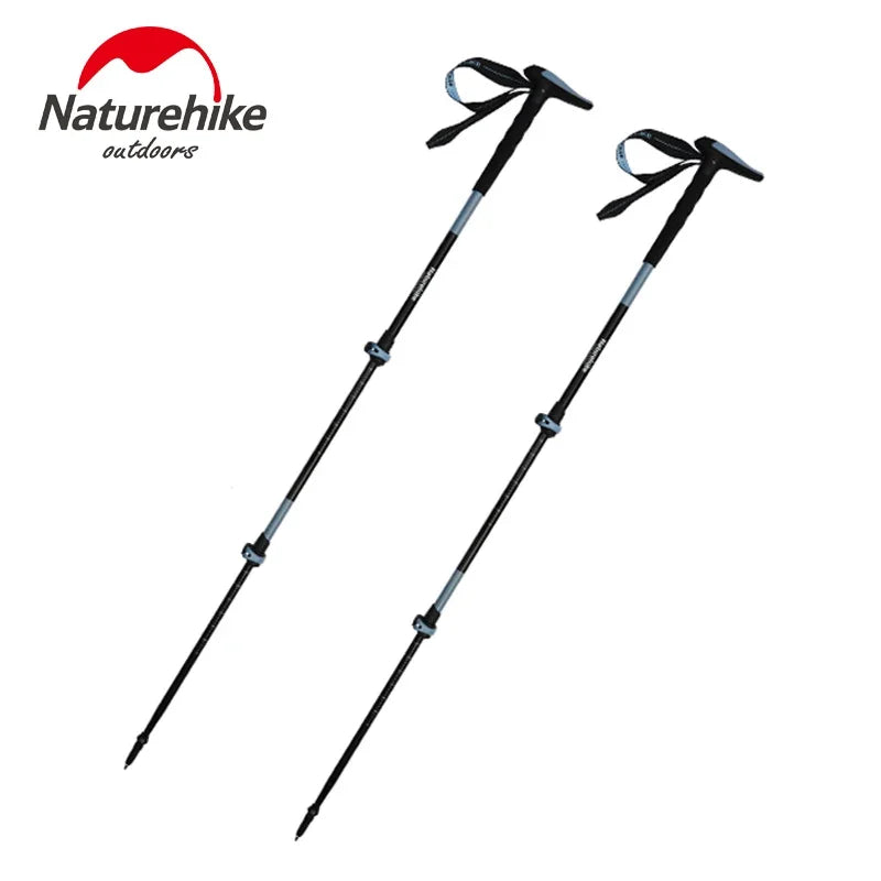 Naturehike Folding Trekking Pole Foldable Walking Stick for Walk Climbing Retractable 3 Sections Telescopic 6061 Aluminum Alloy