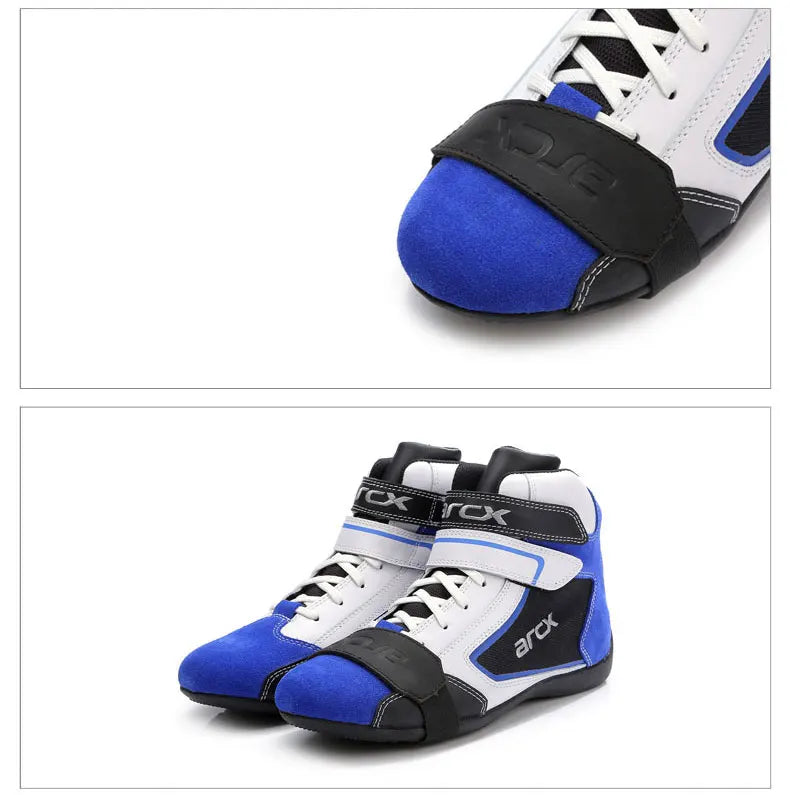 NEW ARCX Men's Motorcycle Boots Leisure Blue bottes moto Leather motorboats Street Moto Racing Ankle Four Seasons casual shoes