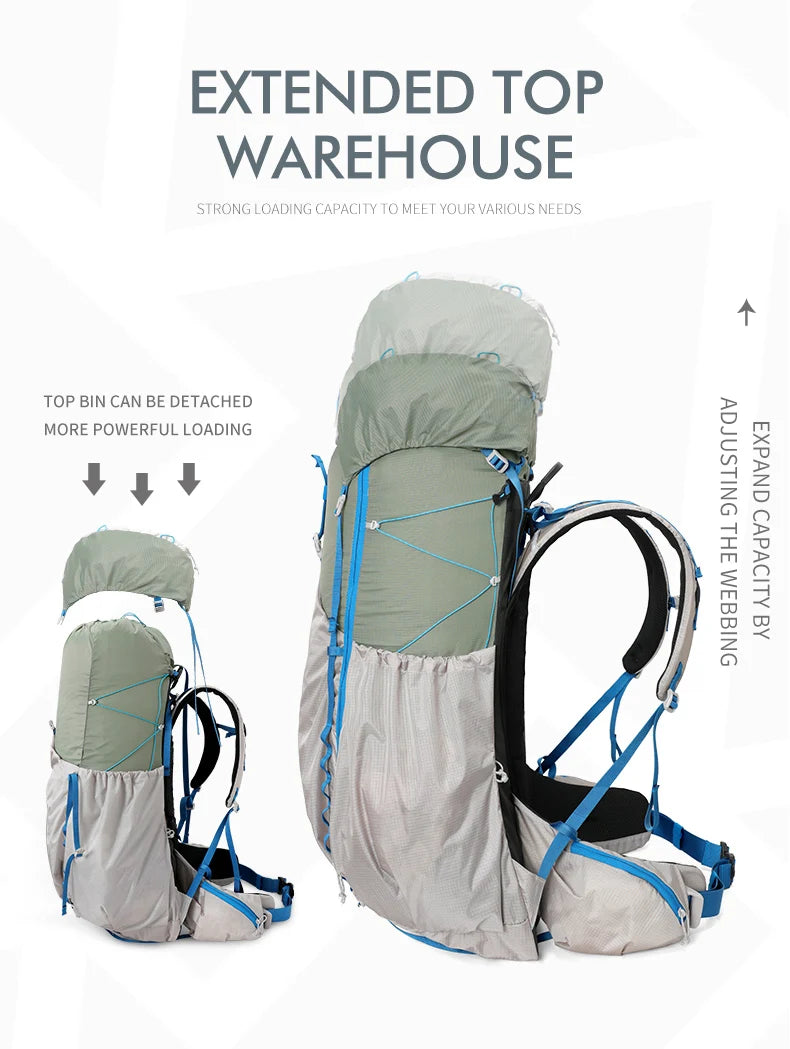 55L hiking backpack for men and women large capacity lightweight travel training fitness bag splashproof hiking multi-functional