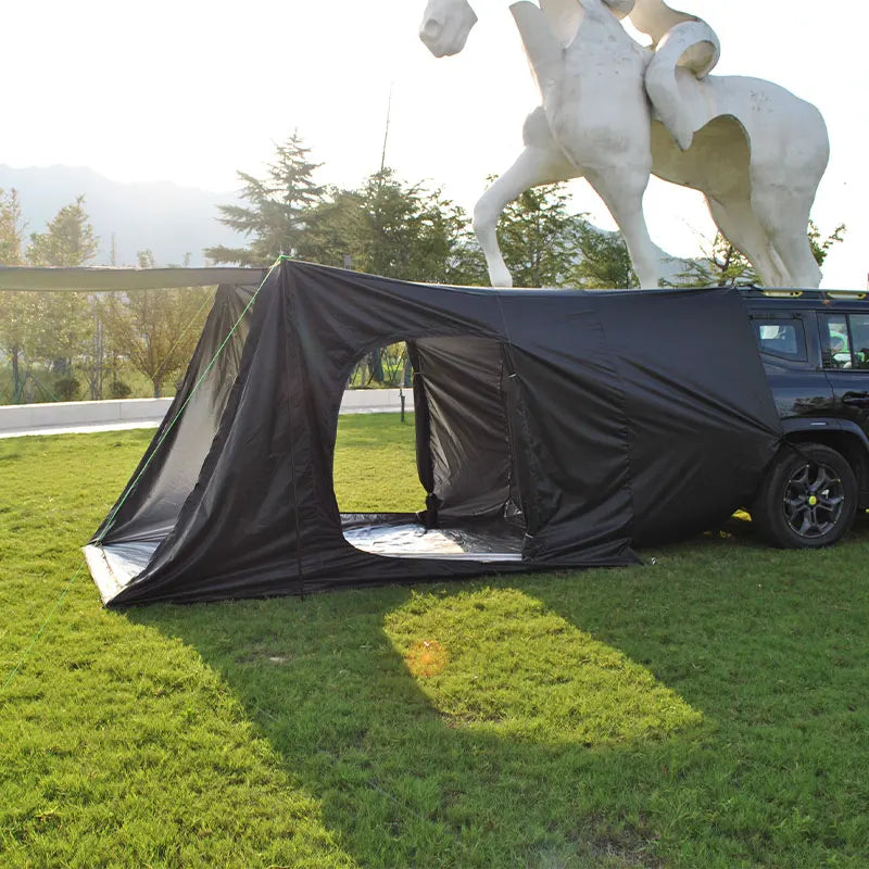 camping tent big space with rainfly, hatch back camping tent for 5 person, tailgate camping tent for suv with 4 poles, car tent