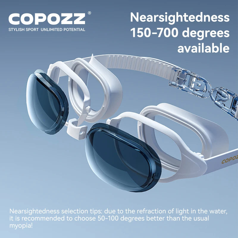 COPOZZ Myopia Swimming Goggles Male Female Adult Swim Goggle CoNANO Imported Anti Fog Pool Swimming Glasses Eyewear -1.5 to -7