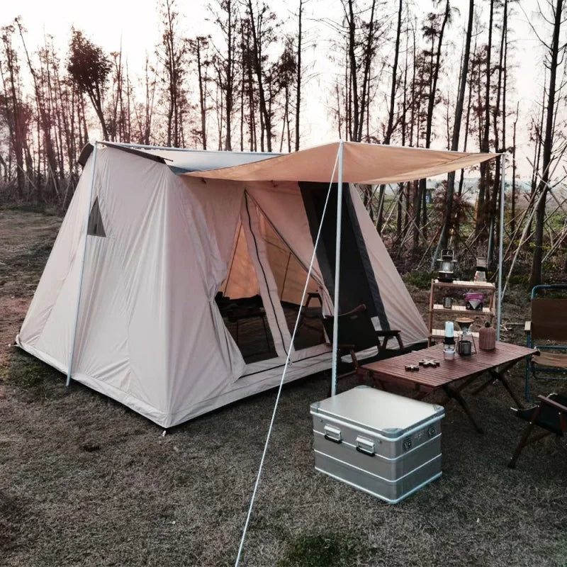 Cotton Picnic Tent for 4 Person, Outdoor Camping, TC, One Bedroom, Luxury, Foldable, Custom Tent, Oxford, Spring