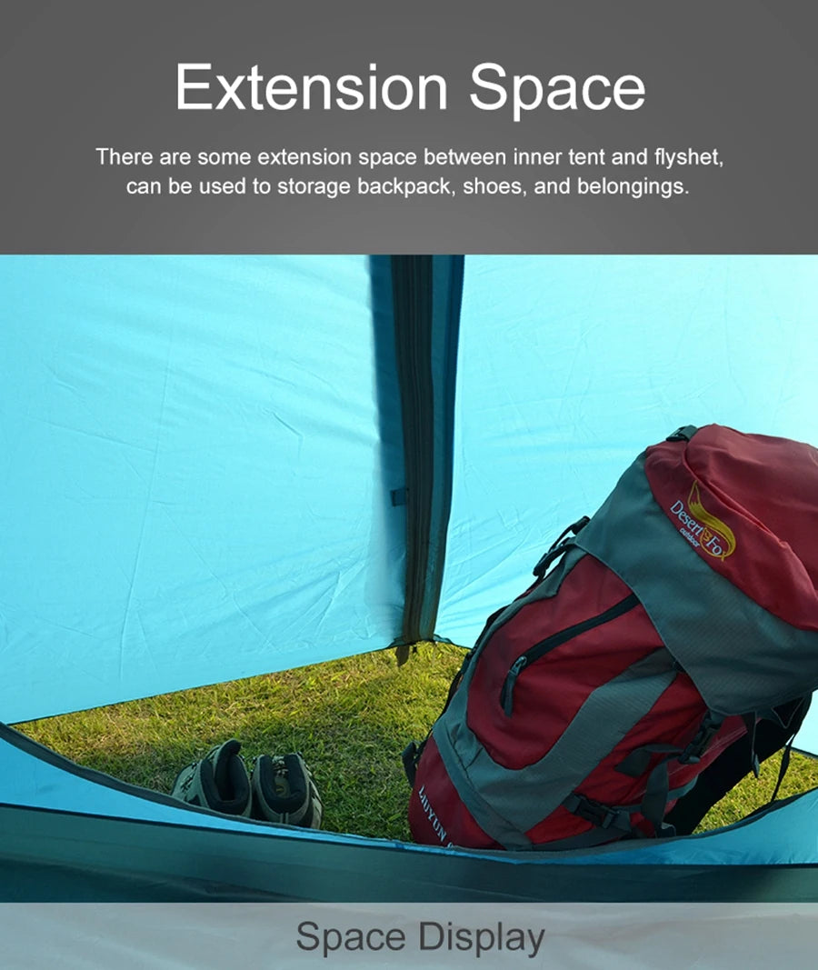 Desert Fox Camping Tents Fiberglass/Aluminum 3 Season Backpack Tent Lightweight Outdoor Compact Tent for Hiking Cycling Climbing