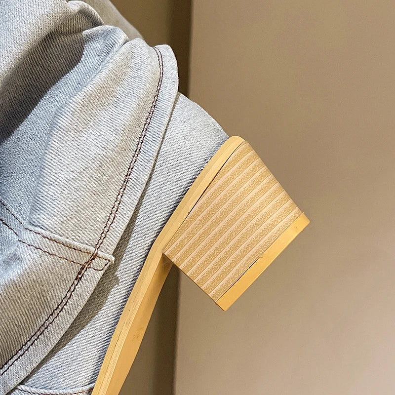 2023 New Knee High Knight Boots Pointed Toe Chelsea Boots Women Shoes Autumn Winter Brand Gladiator Goth Snow Motorcycle Boots