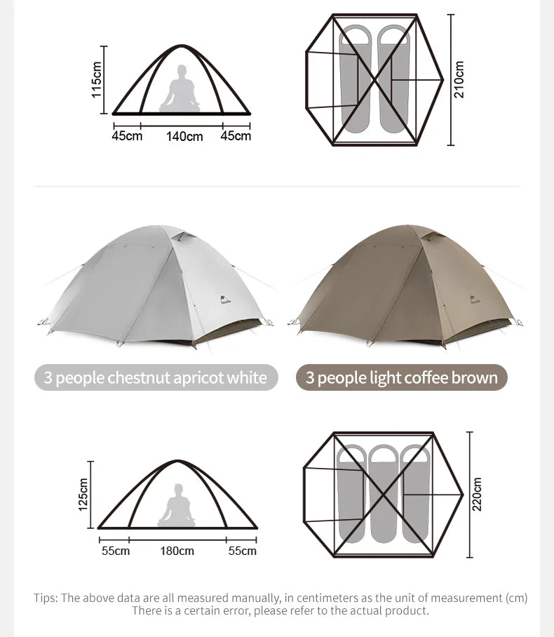 Naturehike YunChuan Outdoor Camping Tent 2/3 Person Waterproof PU2000+ Blackout Tents UV50+ Portable Lightweight Hiking Shelter