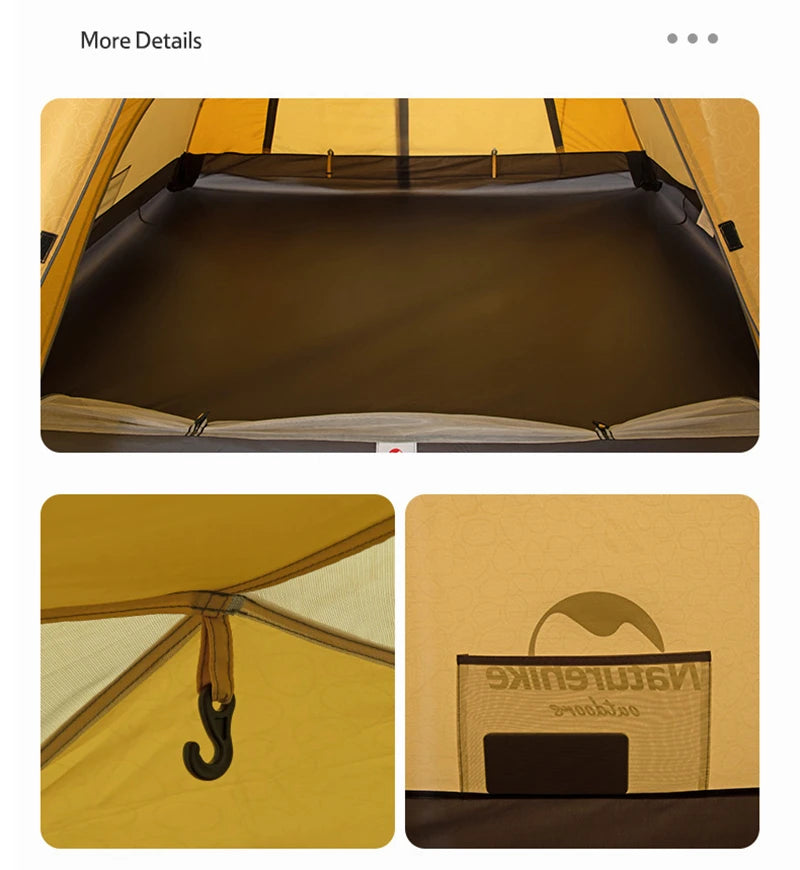 Naturehike Ultralight Tent 3-4 Person Waterproof Camping hiking tent Outdoor Double Layer Hiking Fishing Tourist Beach Tents