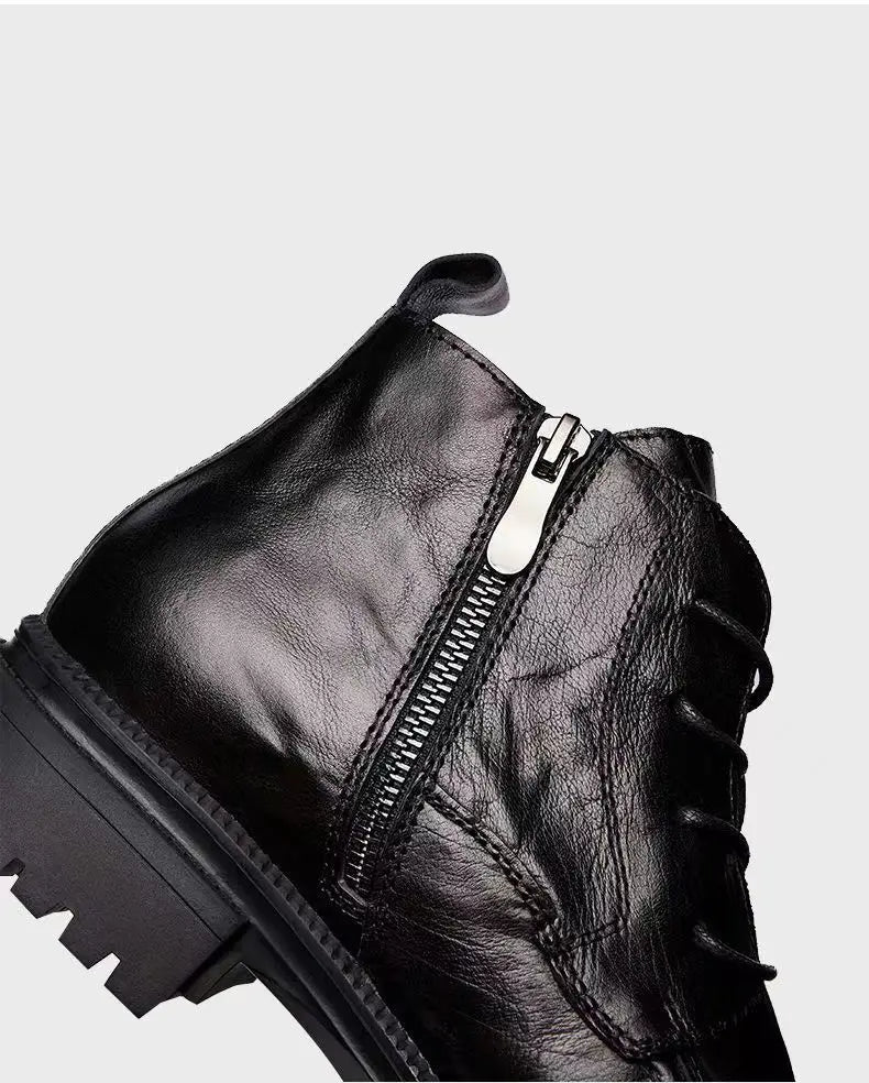 Motorcycle Riding Boots Genuine Leather British Leather Boots High Top Shoes Handmade Retro Men Leather Work Boot