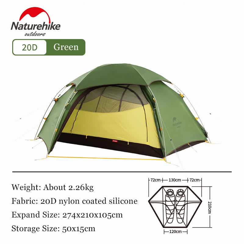 Naturehike Cloud Peak 20D Nylon Tent Ultralight 2 Persons Camping Hiking Outdoor Tent 4 Season Double Layer Backpack camper Tent
