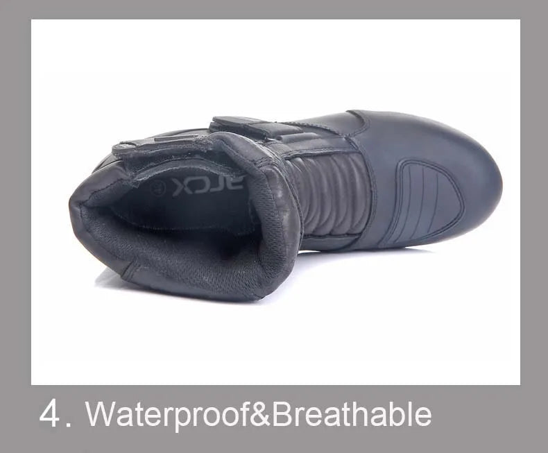 ARCX Motorcycle Boots Genuine Cow Leather Motocross Boots waterproof Moto Boots Motorbike Riding Boots Black Botas Moto