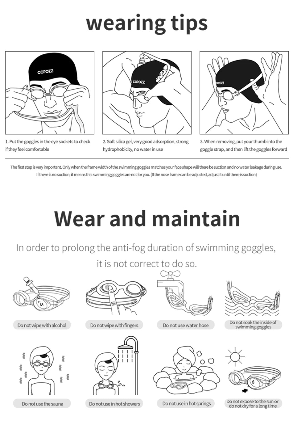 COPOZZ New Large Frame Adults Swimming Goggles Professional Plating Durable Anti Fog Comfort Eyewear Swimming Glasses Men Women