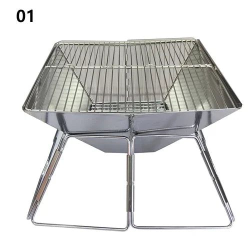 Camping Wood Stove Brazier Camping Fire Wood Heater Portable Folding Hike Barbecue BBQ Charcoal Grill Stand
