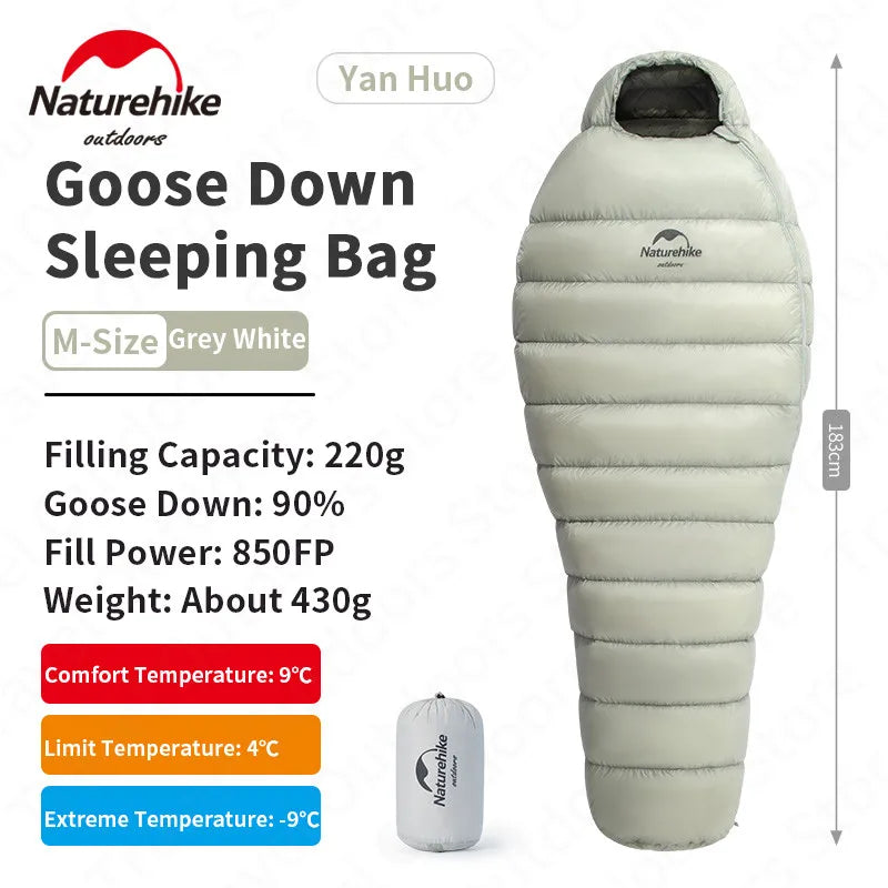 Naturehike Goose Down sleeping bags camping Ultralight Winter Gear Supplies Travel Waterproof folding Comfortable Tourism bag