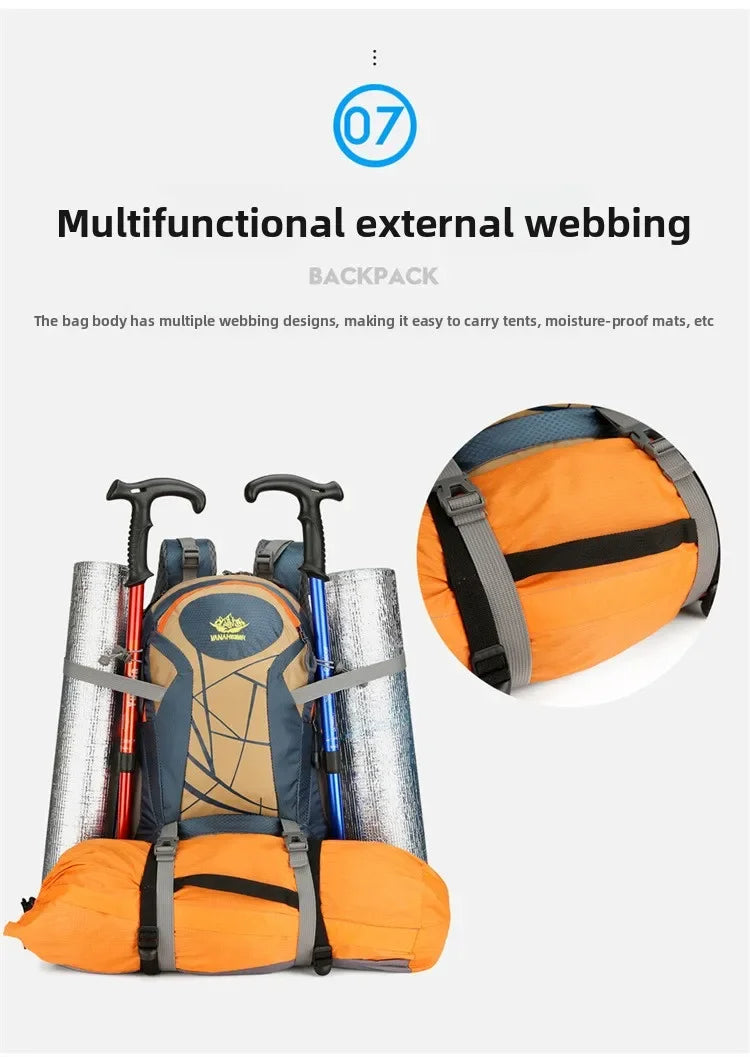 Mountaineering backpack 40 liters men's and women's outdoor sports bag waterproof camping hiking rain