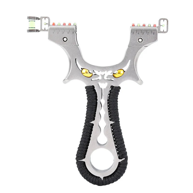 Powerful 304 Stainless Steel Slingshot Precise Shooting Outdoor Handle Hunting Catapult With Flat Rubber Band