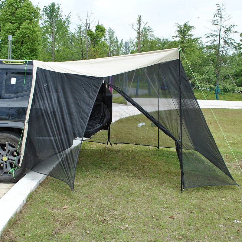SUV Rear Tent with Mosquito Net – 4-Person Sun Shelter & Quick-Setup Car Canopy for Family Camping, Outdoor Adventures