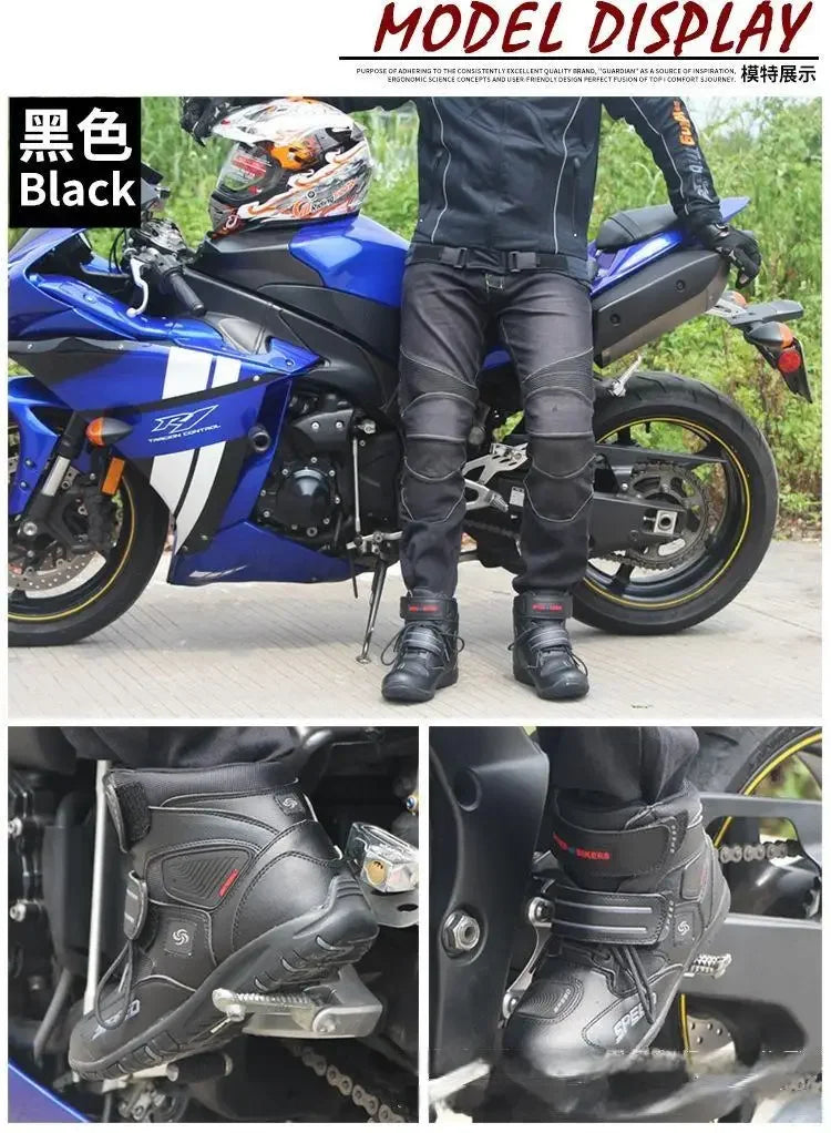 Motorcycle Fall Prevention Boots High Ankle Racing Boots Leather Race Motocross Motorbike Riding Boots Shoes for Women Men Shoe